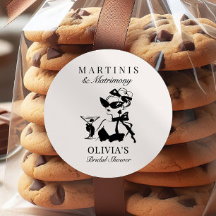 Adesivo Redondo Elegantes Martinis & Matrimônio Favor para Chá de 