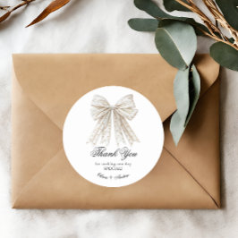 Adesivo Redondo Elegantes Pérolas Laço Chá de Noiva