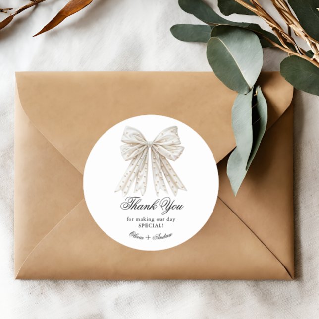 Adesivo Redondo Elegantes Pérolas Laço Chá de Noiva (Criador carregado)