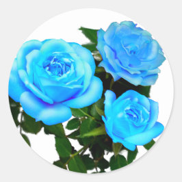 Adesivo Redondo Elegantes rosas azul turquesa flores azuis florais