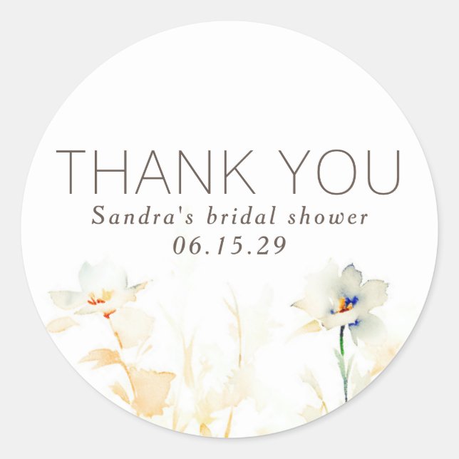 Adesivo Redondo Elegantes Tons Terrosos de Outono Flores Agradecim (Frente)