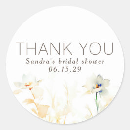 Adesivo Redondo Elegantes Tons Terrosos de Outono Flores Obrigado