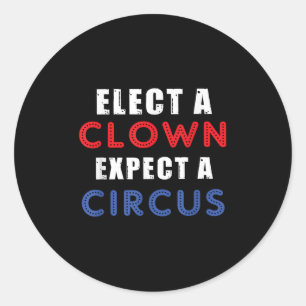 Adesivo Redondo Eleger Um Palhaço Esperando Um Design de Circo Ant