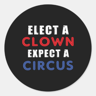 Adesivo Redondo Eleger Um Palhaço Esperando Um Design de Circo Ant