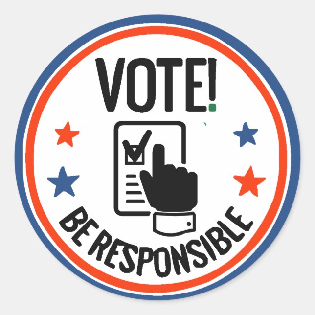 Adesivo Redondo Eleição Americana Votação no Registro de Eleições  (Frente)