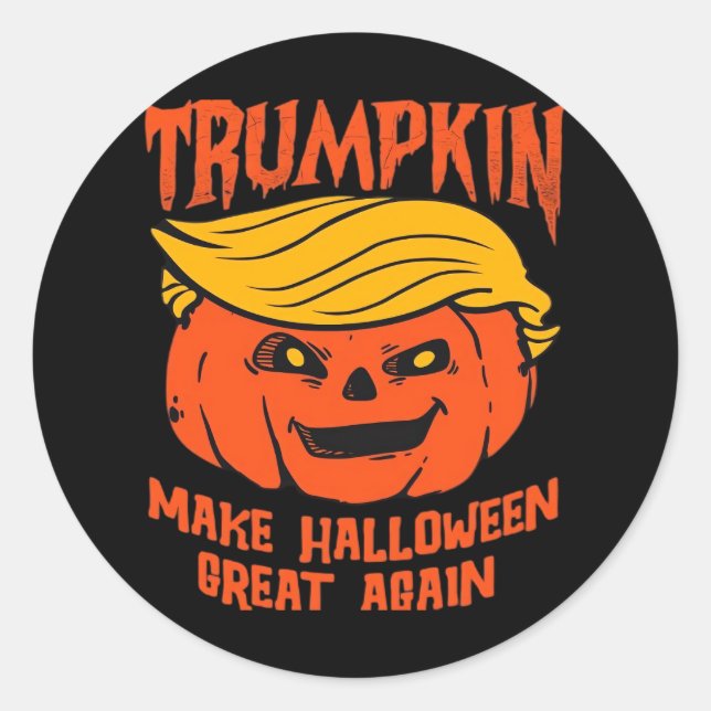 Adesivo Redondo Eleição de Abóbora do Halloween Trumpkin (Frente)