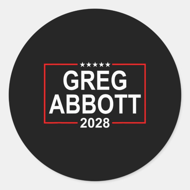 Adesivo Redondo Eleição Presidencial Greg Abbott 2028 4 de Julho R (Frente)