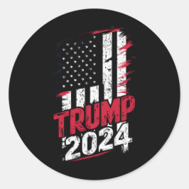 Adesivo Redondo Eleição TRUMP 2024 Bandeira Vintage EUA