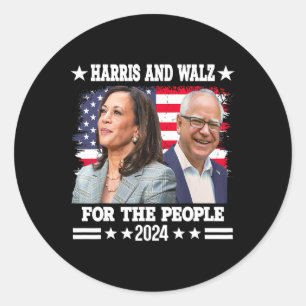 Adesivo Redondo Eleição Walz 2024 Kamala Harris Tim Waltz