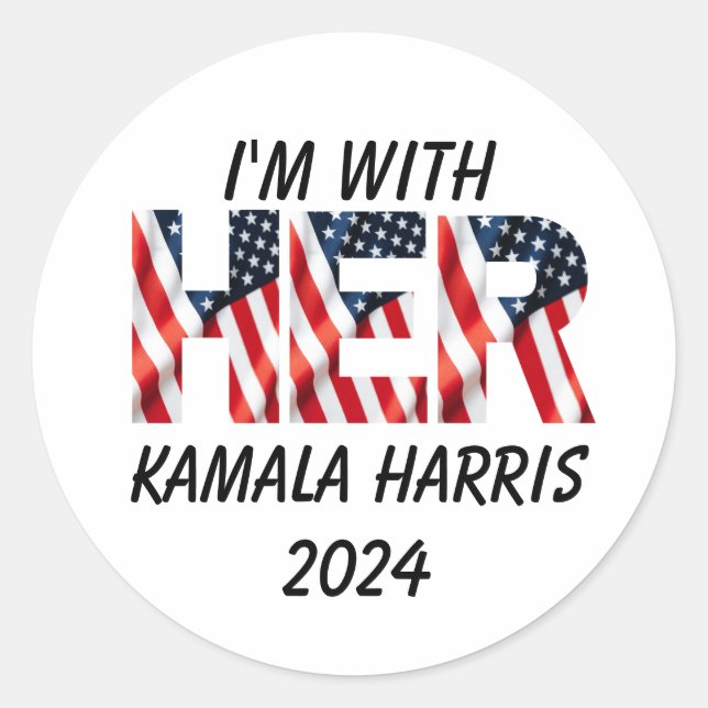 Adesivo Redondo Eleições 2024 em Kamala Harris nos EUA (Frente)
