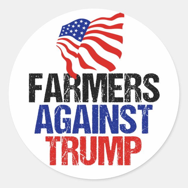 Adesivo Redondo Eleições 2024 Para Os Agricultores Contra O Trump (Frente)