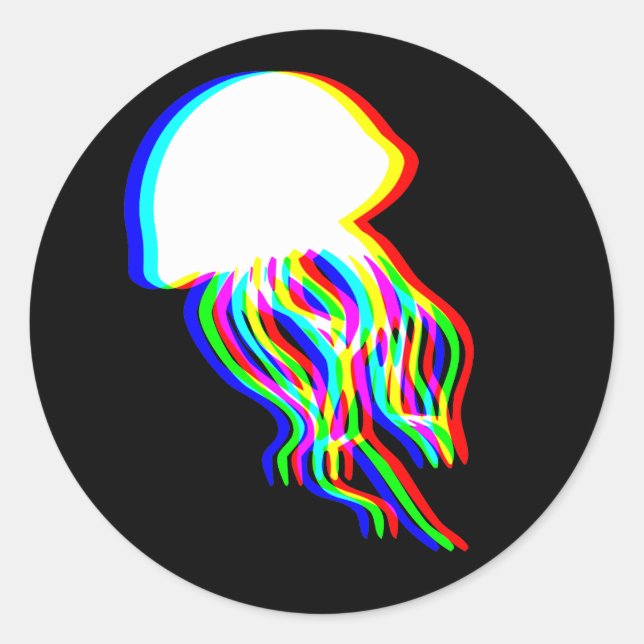 Adesivo Redondo Eleitorizando águas-vivas EDM Raver Silhouette (Frente)