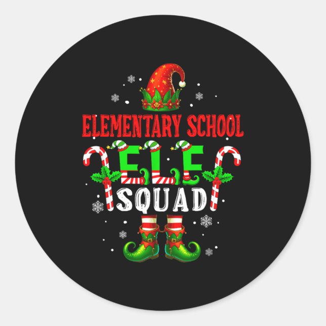 Adesivo Redondo Elementary School Elf Squad Xmas Elf Hat Scute Ss  (Frente)