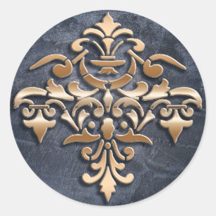 Adesivo Redondo Elemento barroco do estilo no fundo do grunge