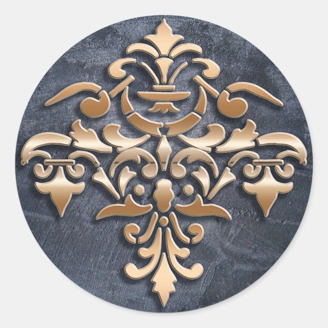 Adesivo Redondo Elemento de estilo barroco sobre fundo verde. (Frente)