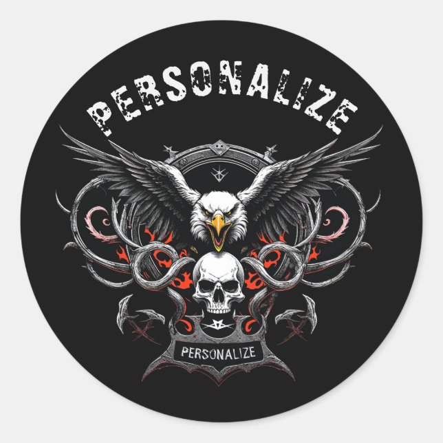 Adesivo Redondo Elemento Decal de Banda de Rock & Roll Heavy Metal (Frente)