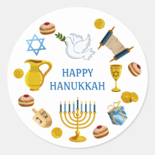 Adesivo Redondo Elemento Tradicional de Hanukkah Estrela de David