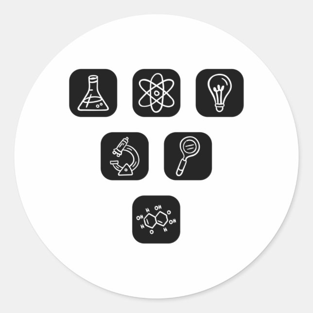 Adesivo Redondo Elementos da ciência (Frente)