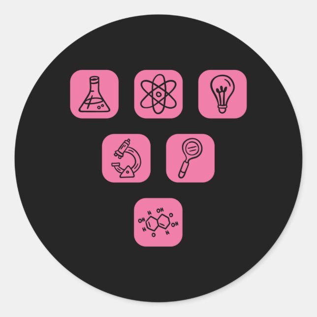 Adesivo Redondo Elementos da ciência (Frente)