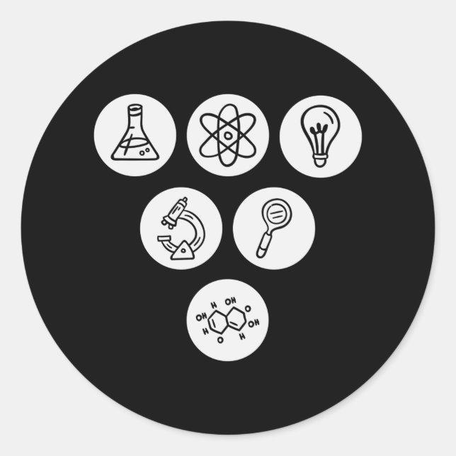 Adesivo Redondo Elementos da ciência (Frente)