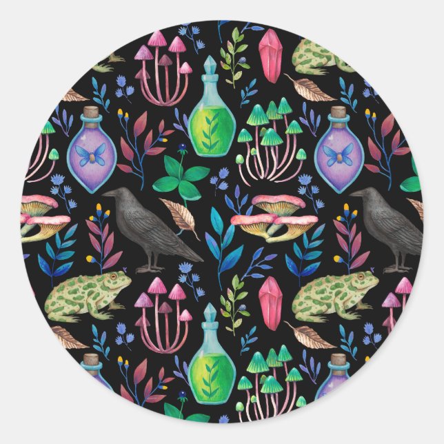 Adesivo Redondo Elementos da Natureza Mística e Bruxaria (Frente)