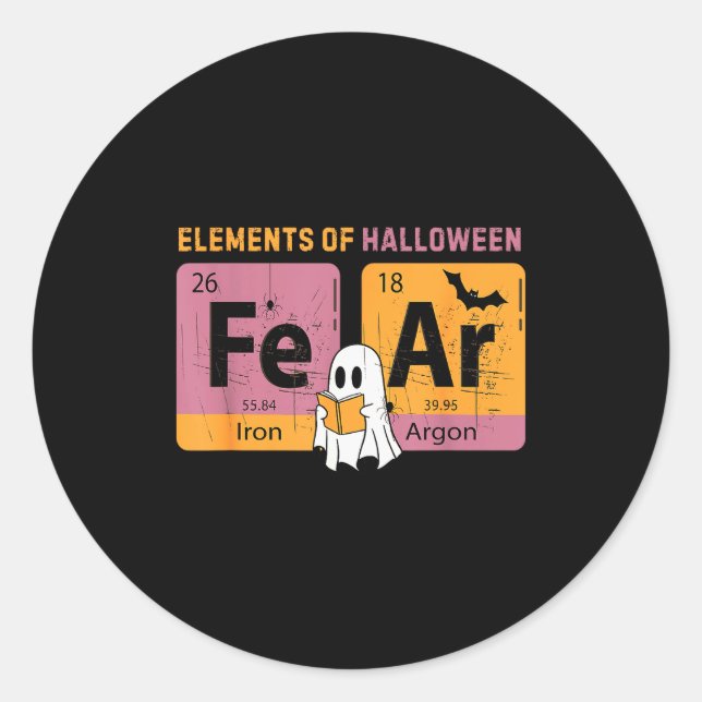 Adesivo Redondo Elements Of Halloween Fear Periodically Halloween  (Frente)