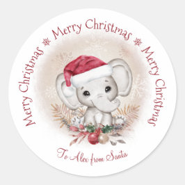Adesivo Redondo Elephant Baby Christmas Classker