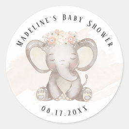 Adesivo Redondo Elephant Baby Girl Chá Sticker