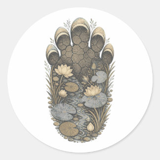 Adesivo Redondo Elephant Botanical Footprint Nature Sticker