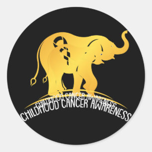 Adesivo Redondo Elephant Chilhood Cancer Awarness Guerreiro da Fit