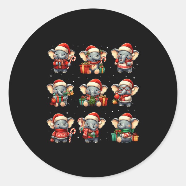 Adesivo Redondo Elephant Christmas Funny Elephant Lover Pajama Men (Frente)