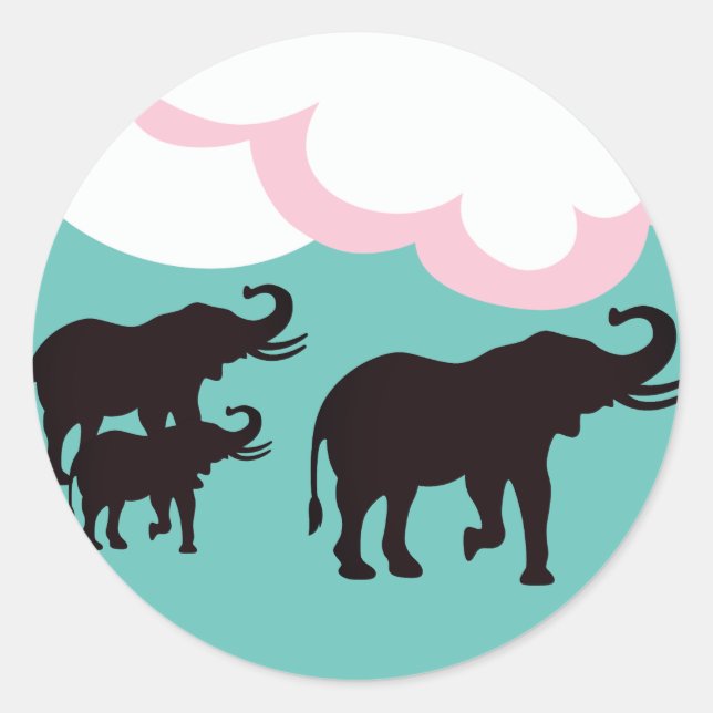 Adesivo Redondo Elephant Family Classic Round Sticker (Frente)