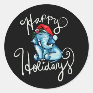 Adesivo Redondo Elephant Happy Holidays Nature holyule art