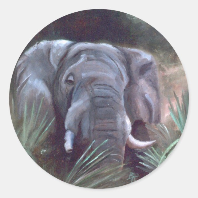 Adesivo Redondo Elephant Portrait Sticker (Frente)