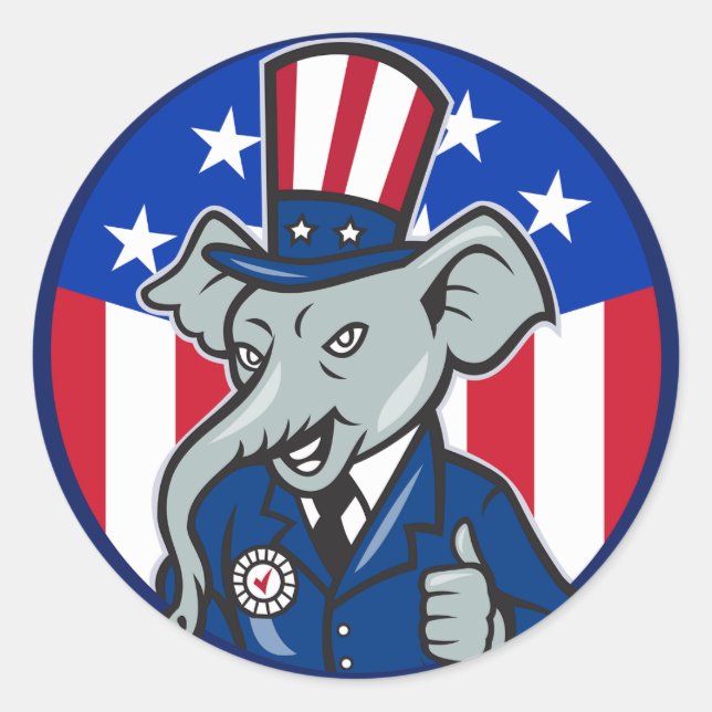 Adesivo Redondo Elephant Republican Stickers (Frente)