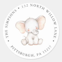 Elephant Return Address Classic Round Sticker