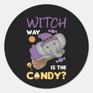 Adesivo Redondo Elephant Witway É O Doce Feliz Halloween