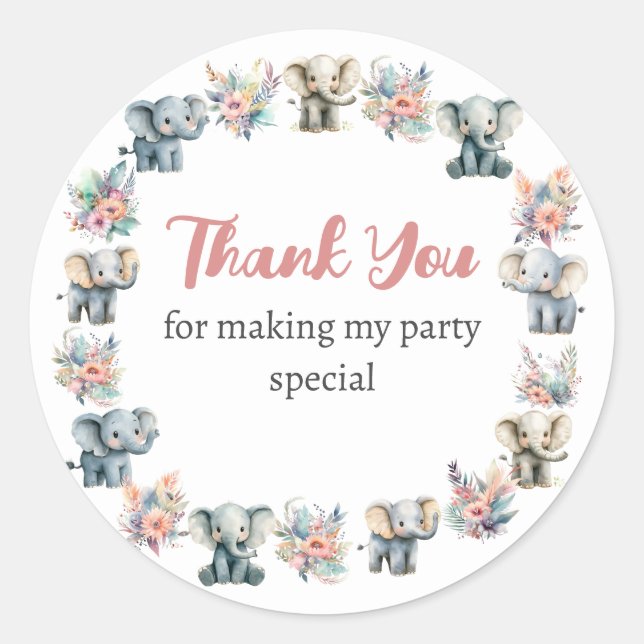 Adesivo Redondo Elephants & Boho Jungle Flowday Sticker (Frente)