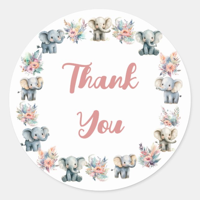 Adesivo Redondo Elephants & Boho Jungle Flowday Sticker (Frente)