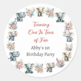 Adesivo Redondo Elephants & Boho Jungle Flowday Sticker