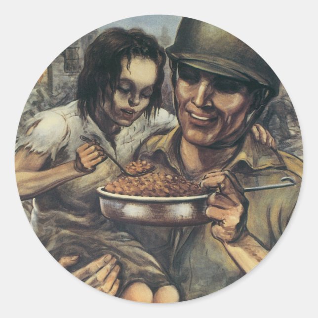 Adesivo Redondo Eles precisam de Comida ~ Plante mais feijões (Frente)