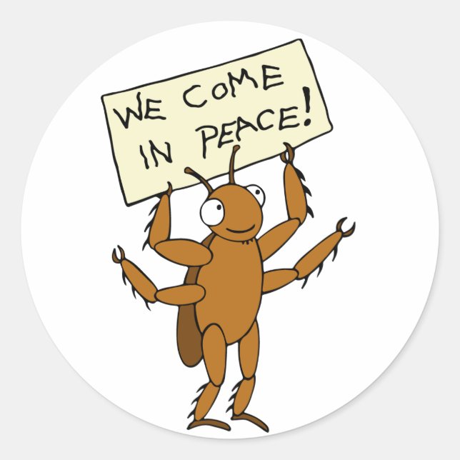 Adesivo Redondo Eles Vêm Em Paz! (Frente)
