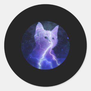 Adesivo Redondo Elétrica Cat Lightning Graphic Art Cat Mãe