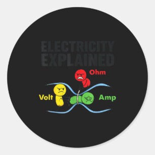 Adesivo Redondo Eletricidade Explicada Engraçado Geek Física Humor