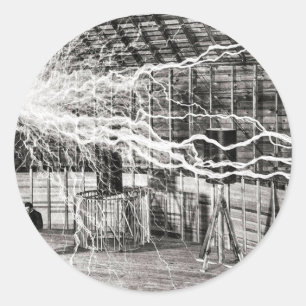 Adesivo Redondo Eletricidade Nikola Tesla