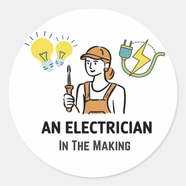 Adesivo Redondo Eletricista em formação (Frente)