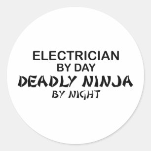 Adesivo Redondo Eletricista Ninja mortal em a noite