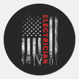 Adesivo Redondo Eletricista Patriótico Bandeira Americana Dia dos 
