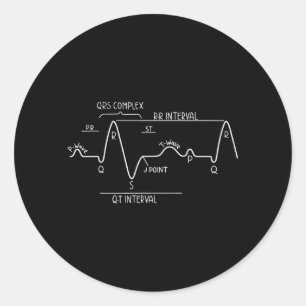 Adesivo Redondo Eletrocardiograma Ecg Ekg Normal Desenhado à Mão