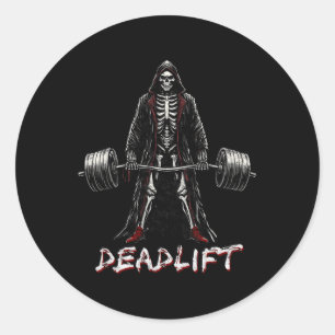 Adesivo Redondo Elevação do Skeleton Halloween Piadas Gym Levantam